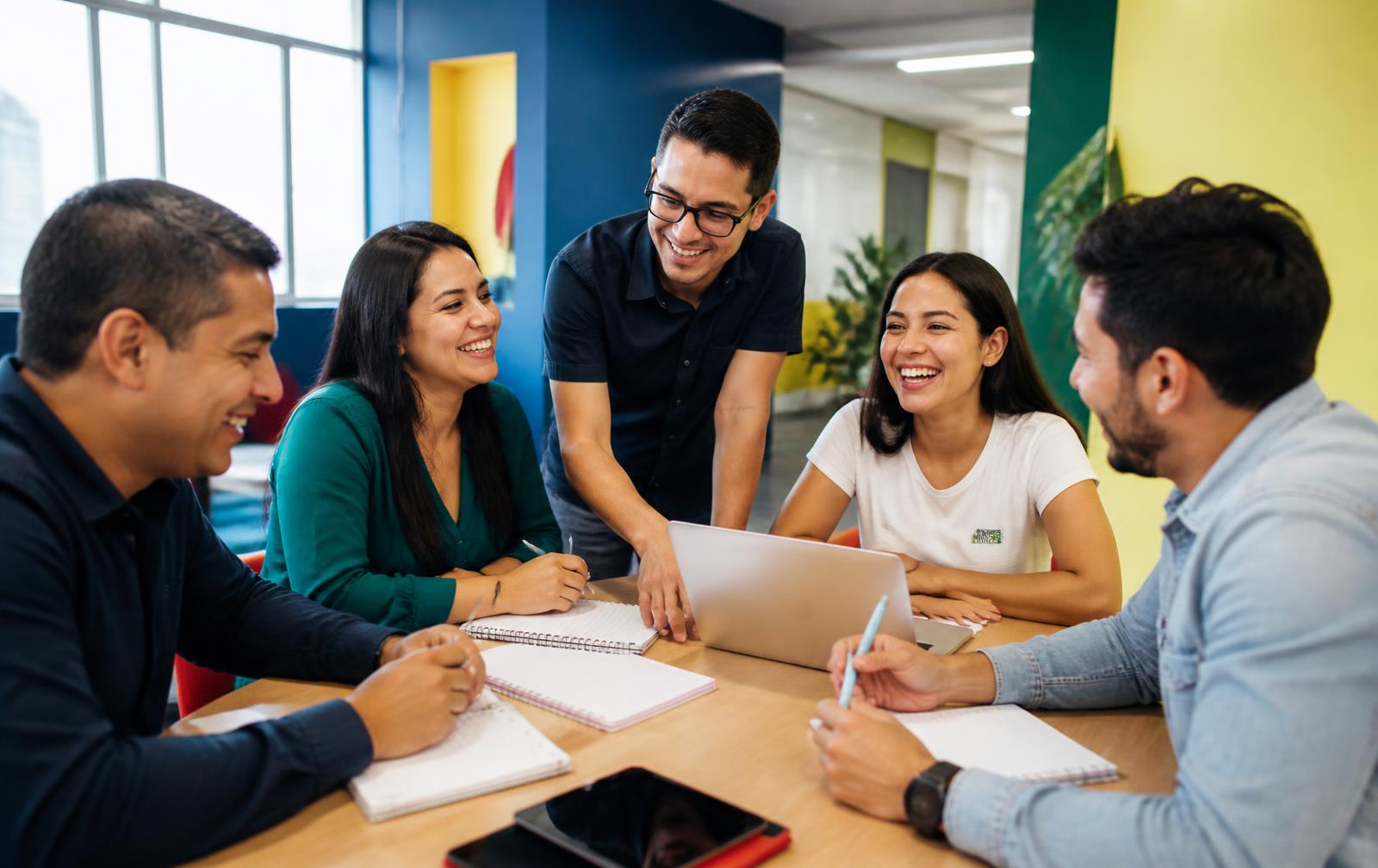 Alumnos colaborando durante una sesión de inglés